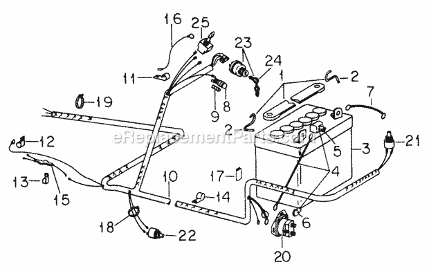 Battery, Switches, Cables & Clips-Sn 719999 A Diagram and Parts List for 482 144-482-100, 143-482-399, 144-482-399, 205058 Cub Cadet Lawn Tractor